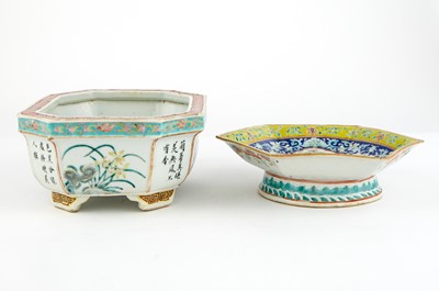 Lot 85 - A Chinese Hexagonal Porcelain Footed Dish