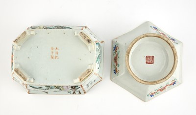 Lot 85 - A Chinese Hexagonal Porcelain Footed Dish