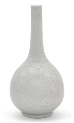 Lot 86 - A Chinese Slip-Decorated White Porcelain Vase