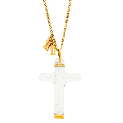 Lot 1012 - Gucci Glass Cross Charm and Gold Charms with Tiffany & Co. Long Gold Chain Necklace