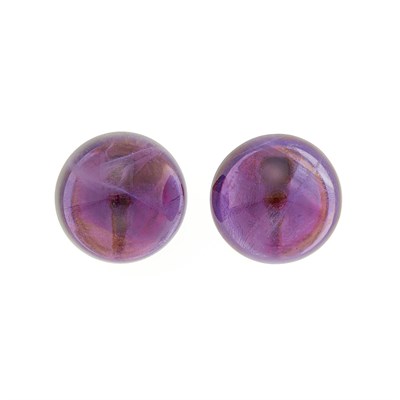 Lot 1004 - Pair of Gold and Cabochon Amethyst Earclips