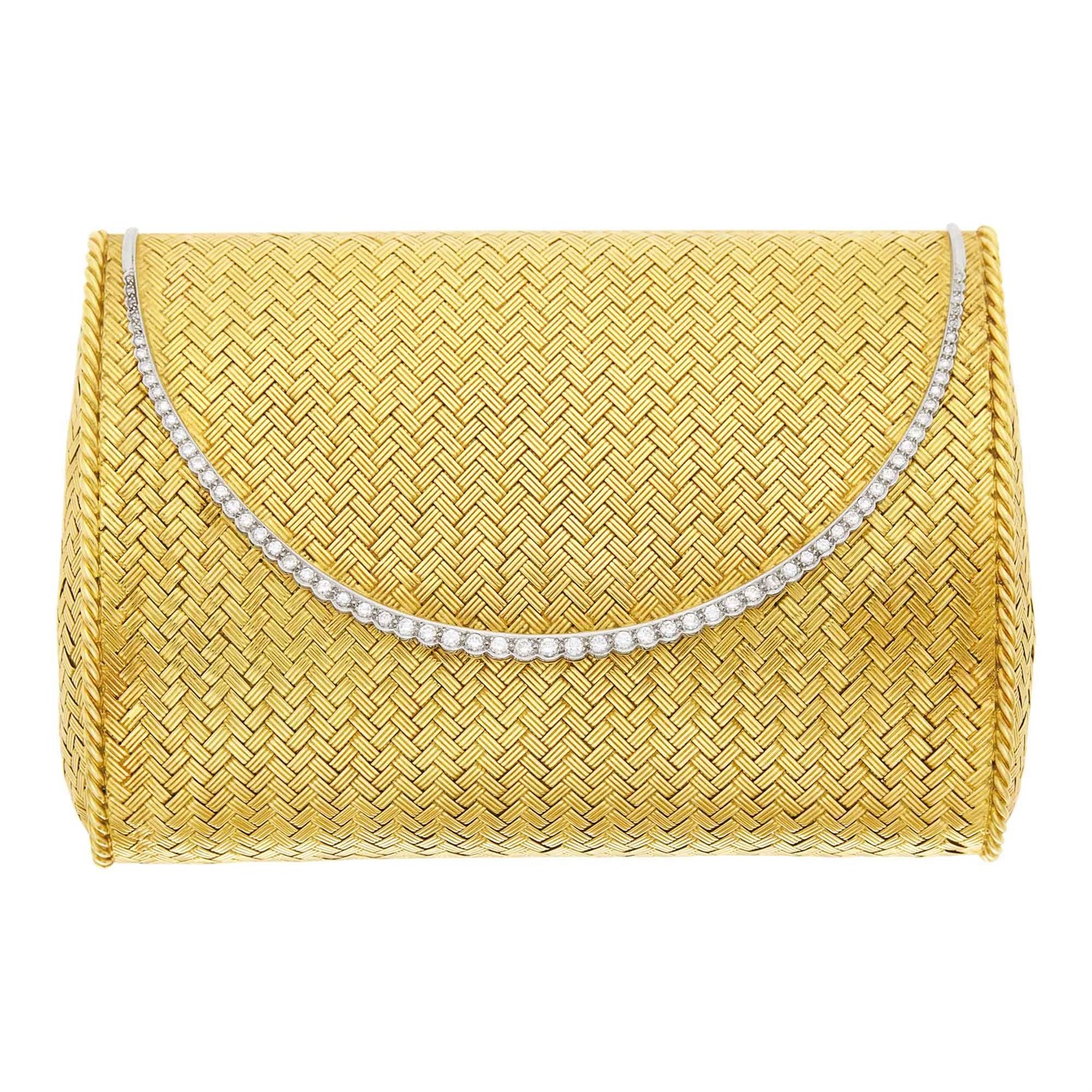 Lot 163 - Tiffany & Co., Schlumberger Gold, Platinum and Diamond Evening Clutch Purse, France
