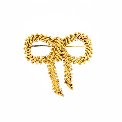 Lot 1013 - Tiffany & Co. Gold Bow Brooch