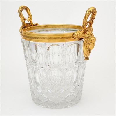 Lot 1118 - Gilt-Metal Mounted Molded Glass Wine Cooler...