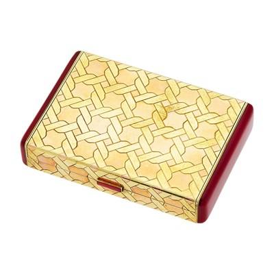 Lot 50 - Cartier Two-Color Gold and Red Enamel Cigarette Case