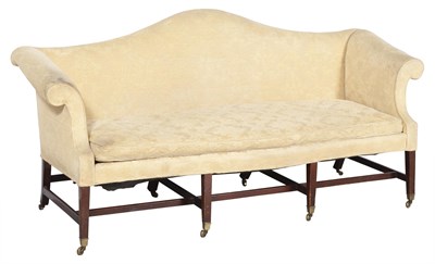 Lot 287 - Federal Upholstered Mahogany Camelback...