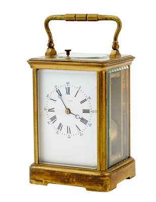 Lot 160 - French Brass Plated and Beveled Glass Carriage Clock