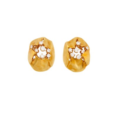 Lot 2009 - Pair of Gold and Diamond Earclips