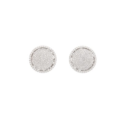 Lot 2168 - Pair of White Gold and Diamond Earclips