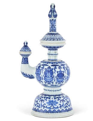 Lot 272 - A Rare and Unusual Imperial Chinese Blue and White Porcelain Tibetan-Style Ewer