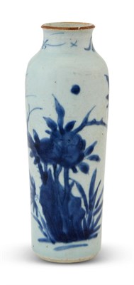 Lot 212 - A Chinese Blue and White Porcelain Sleeve Vase