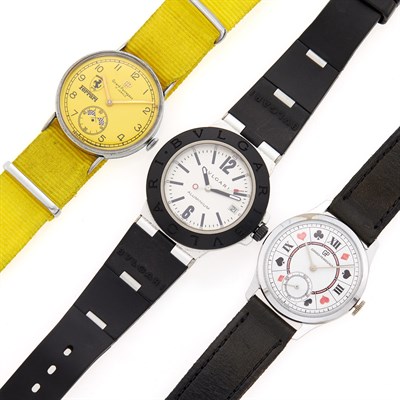 Lot 1204 - Bulgari Aluminum Wristwatch and Girard Perregaux Card Suite and Ferrari Wristwatches
