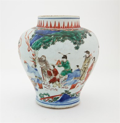 Lot 211 - A Chinese Wucai Porcelain Baluster Jar