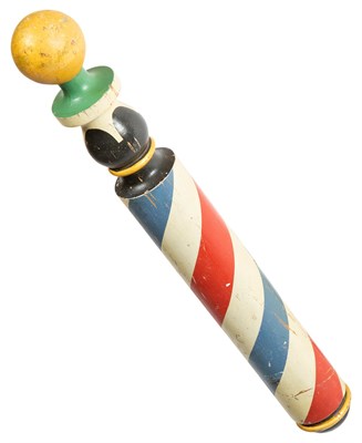 Lot 115 - Painted and Turned Wooden Barber Pole