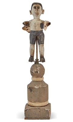 Lot 245 - Carved, Turned, and Painted Wood and Tin Boxer Whirligig