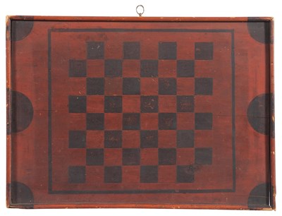 Lot 141 - Red and Black Painted Pine Checkerboard