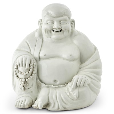 Lot 335 - A Large Chinese White Glazed Porcelain Figure of Budai