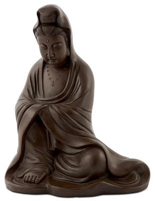 Lot 339 - A Large Chinese Yixing Pottery Figure of Guanyin