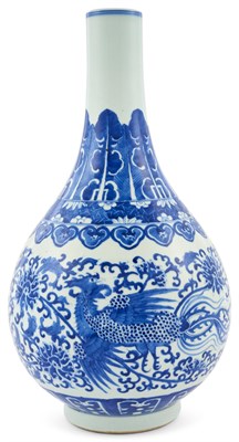 Lot 296 - A Chinese Blue and White Porcelain Bottle Vase