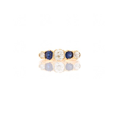 Lot 2135 - Gold, Diamond and Sapphire Ring