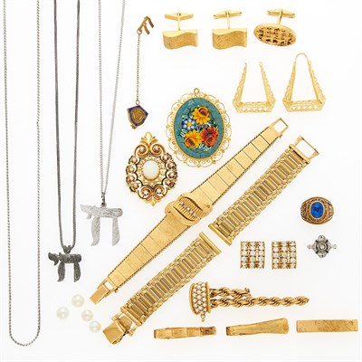 Lot 2010 - Group of Gold, Low Karat Gold, Gold-Filled, Silver and Metal Jewelry