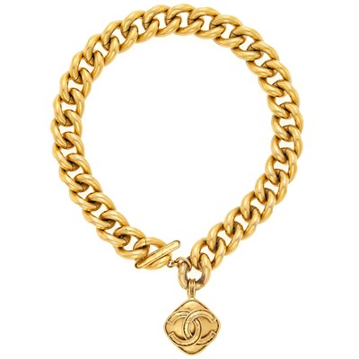 Lot 1050 - Chanel 'CC' Curb Link Necklace with Toggle Clasp, France