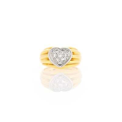 Lot 2002 - Harry Winston Two-Color Gold and Diamond Heart Ring