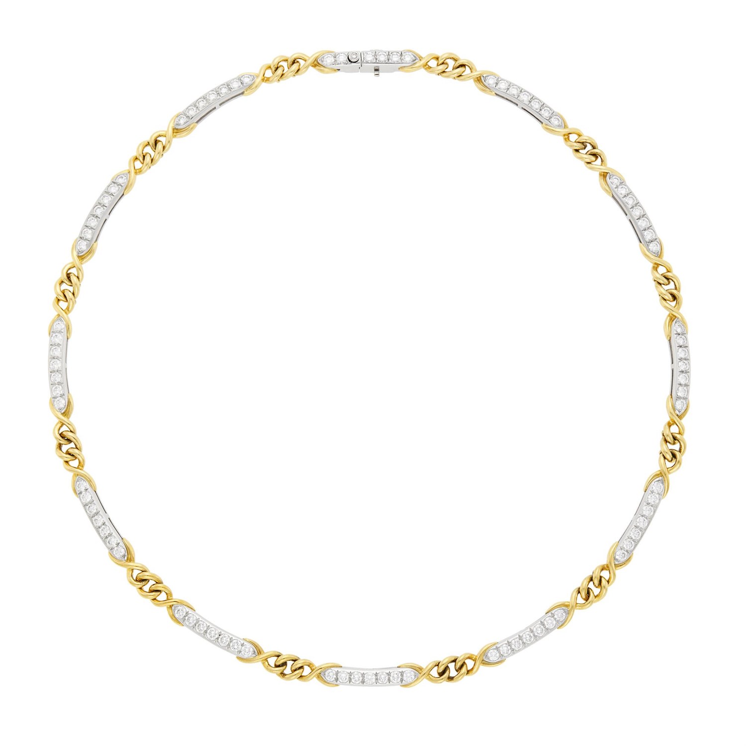 Lot 1143 - Tiffany & Co. Platinum, Gold and Diamond Necklace