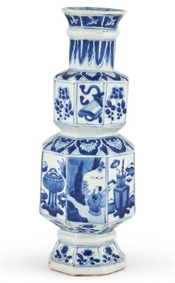 Lot 233 - A Chinese Blue and White Porcelain Octagonal Vase