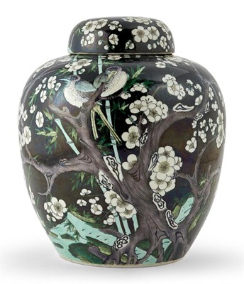 Lot 278 - A Chinese Famille Noir Porcelain Jar and Cover