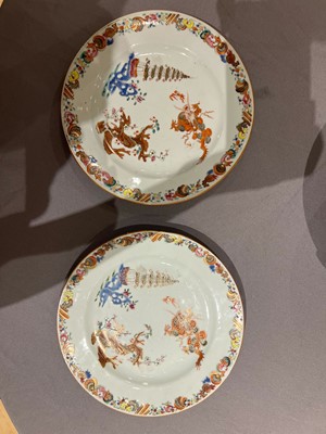 Lot 70 - A Pair of Chinese Enameled Export Porcelain Plates