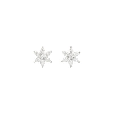 Lot 141 - Pair of Platinum and Diamond Flower Earrings