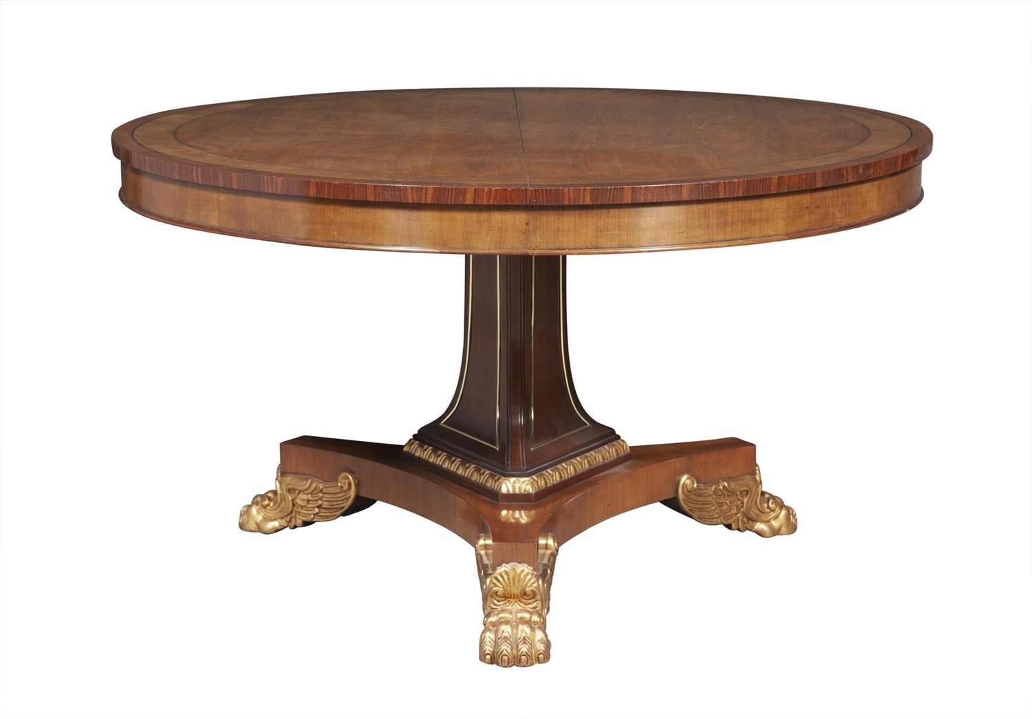 Lot 217 - Empire Style Satinwood and Parcel-Gilt Circular Dining Table
