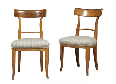 Lot 192 - Set of Six Biedermeier Walnut Side Chairs