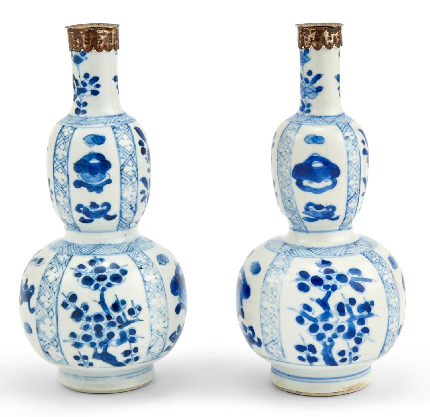 Lot 355 - A Pair of Chinese Double Gourd Porcelain Vases