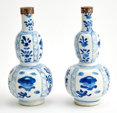 Lot 355 - A Pair of Chinese Double Gourd Porcelain Vases