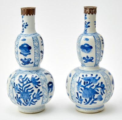 Lot 355 - A Pair of Chinese Double Gourd Porcelain Vases