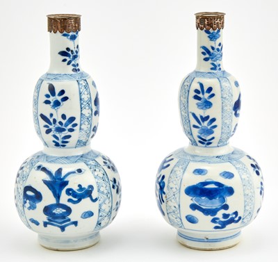 Lot 355 - A Pair of Chinese Double Gourd Porcelain Vases