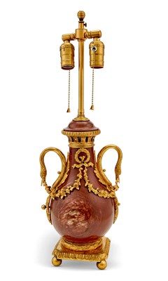Lot 335 - Continental Gilt-Bronze Mounted Rouge Marble...