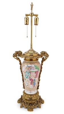Lot 89 - Chinese Export Porcelain Gilt-Bronze Mounted Famille Rose Lamp