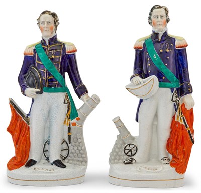 Lot 209 - Two Staffordshire Pottery Figures of Military Officers
