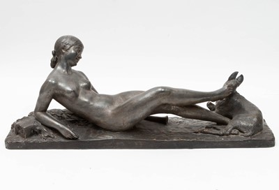 Lot 333 - Silvered Bronze Figure of a Girl with a Lamb