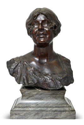 Lot 244 - Raffaele Marino Bronze Bust of a Woman On a...