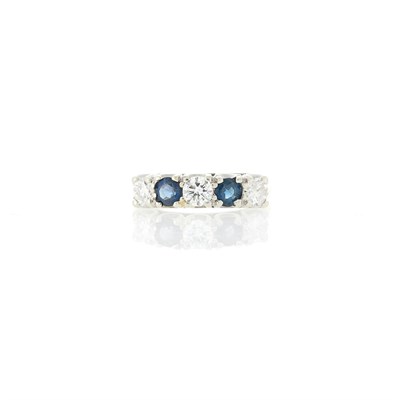 Lot 1241 - Two-Color Gold Sapphire and Diamond Band Ring