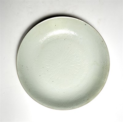 Lot 213 - A Large Chinese White Glazed Porcelain 'Lotus' Plate