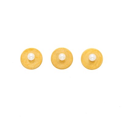 Lot 2082 - Tiffany & Co. Three Gold and Seed Pearl Buttons
