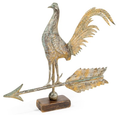 Lot 119 - Gilt and Molded Sheet Copper Gamecock Weathervane