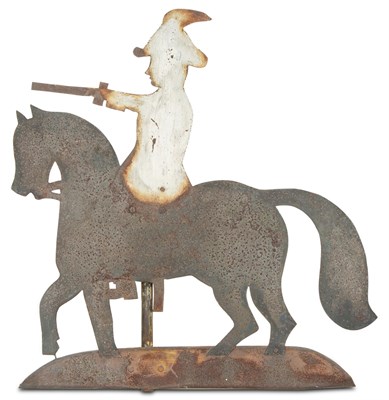 Lot 241 - Sheet Iron Horse and Soldier with Sword Weathervane