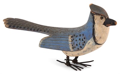 Lot 116 - Carved and Painted Wood Figure of a Blue Jay