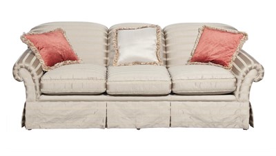 Lot 364 - Silk Upholstered Overstuffed Sofa
